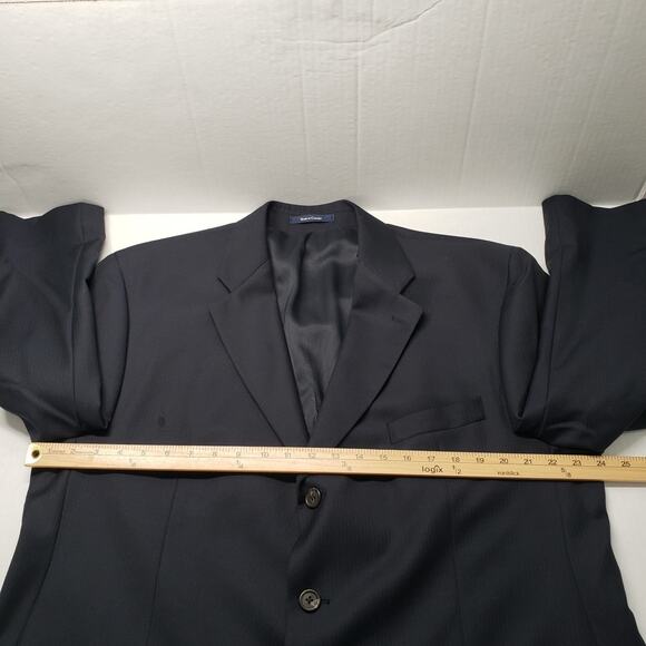 Vintage Ralph Lauren Chaps Suit Men 46 Reg 40x27 Navy Tonal Stripe Wool Cashmere - Picture 9 of 16